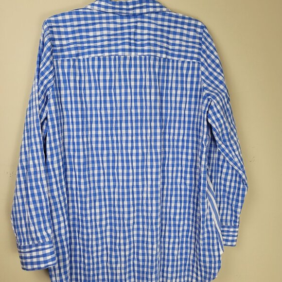 Foxcroft Textured Pandora Shirt Blue Sz 14 - Picture 5 of 8